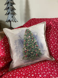 Linen Look Christmas Design Cushions complete with cushion pad